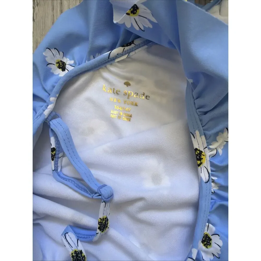 KATE SPADE NY GIRLS DAISY ONE PIECE SWIMSUIT BLUE WHITE SIZE 164/14Y Retail $68